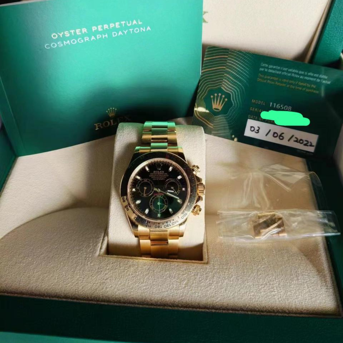ROLEX DAYTONA YELLOW GOLD BLACK/GREEN