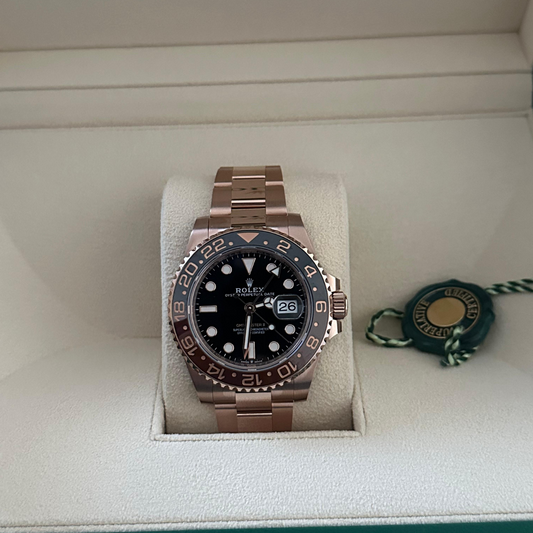 ROLEX GMT MASTER II ROOTBEER FULL ROSEGOLD